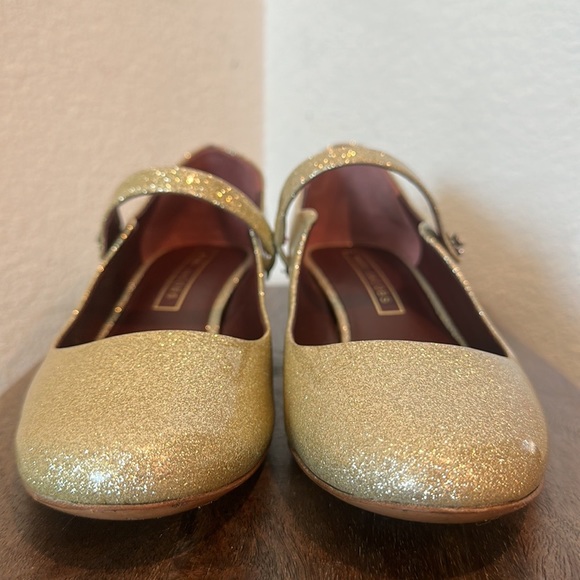 Marc Jacobs Women's Lexi Gold Glittered Patent Leather Mary Jane Shoes 8.5 - Picture 8 of 14